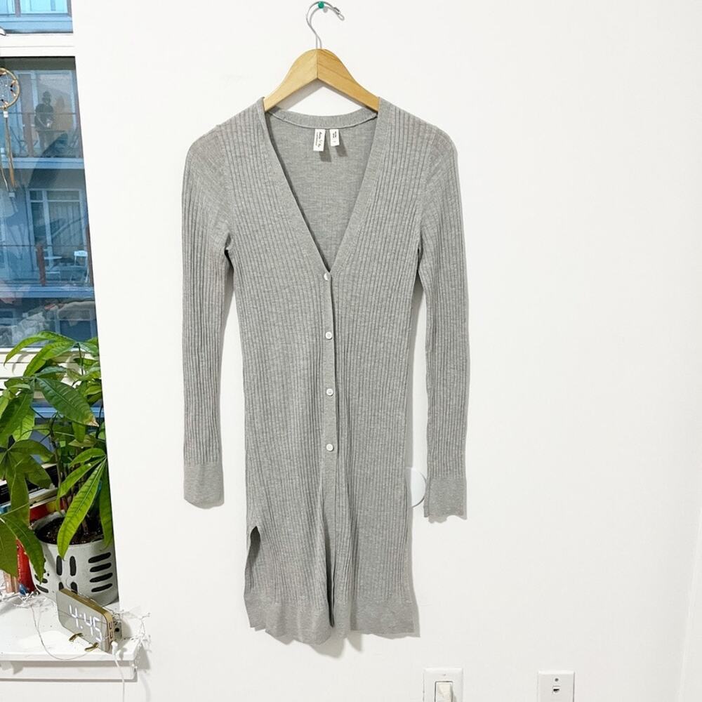 Anthropologie Meadow Rue Cali Ribbed Gray Duster Cardigan Sweater Size XS